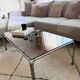 Ancienne table basse chrome et verre fumé vintage