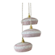 Vintage triple suspension lampshade in Clichy glass, white and red.