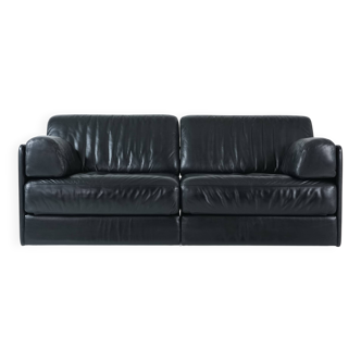 DS 78 black leather sofa by De Sede