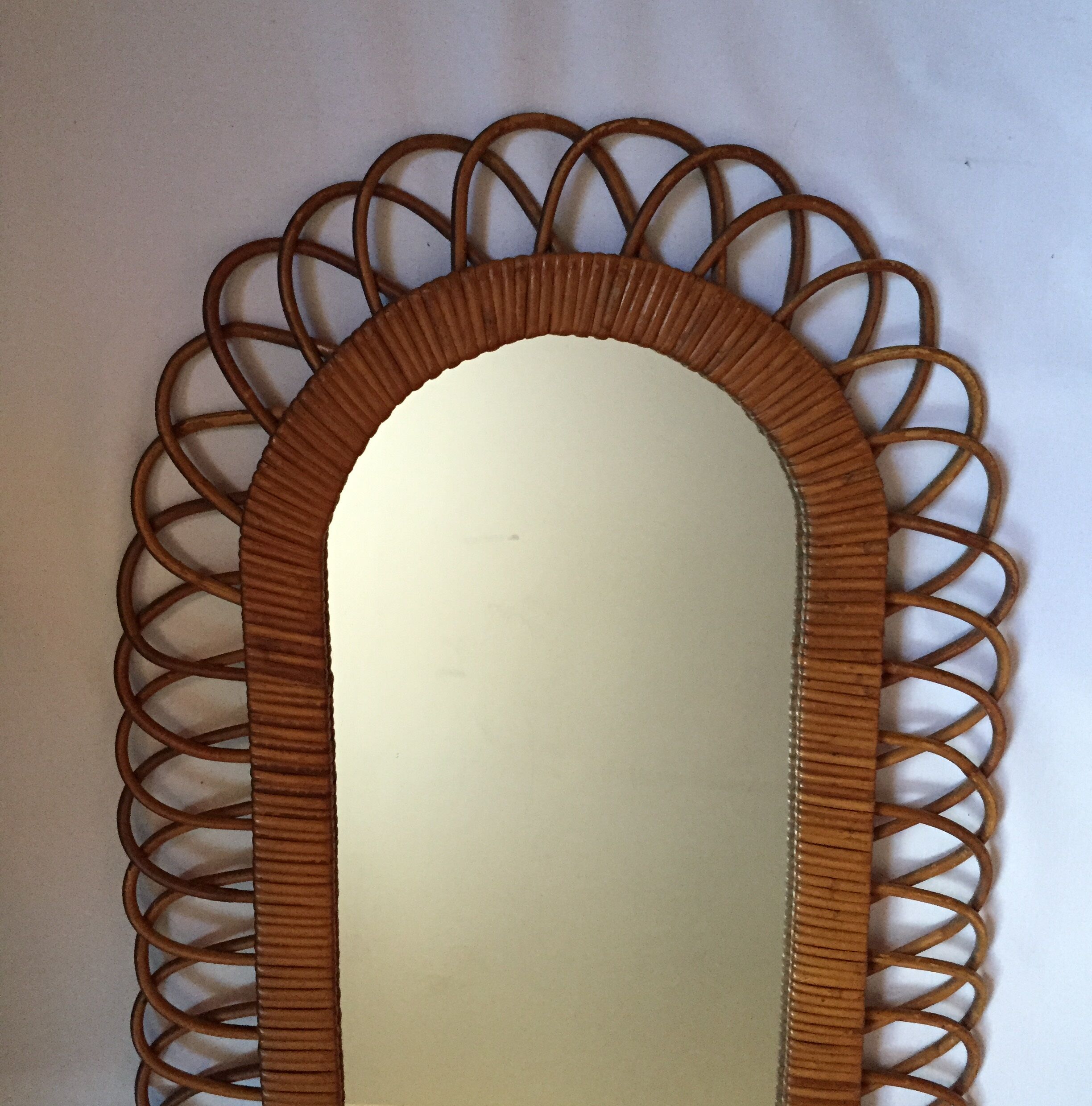 Mirror in rattan vintage 96 x 45cm