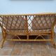 Vintage two-seater natural rattan sofa with cotton cushions, 140 cm