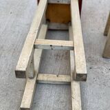 Square high bar stools in solid wood with burgundy leather 83cm