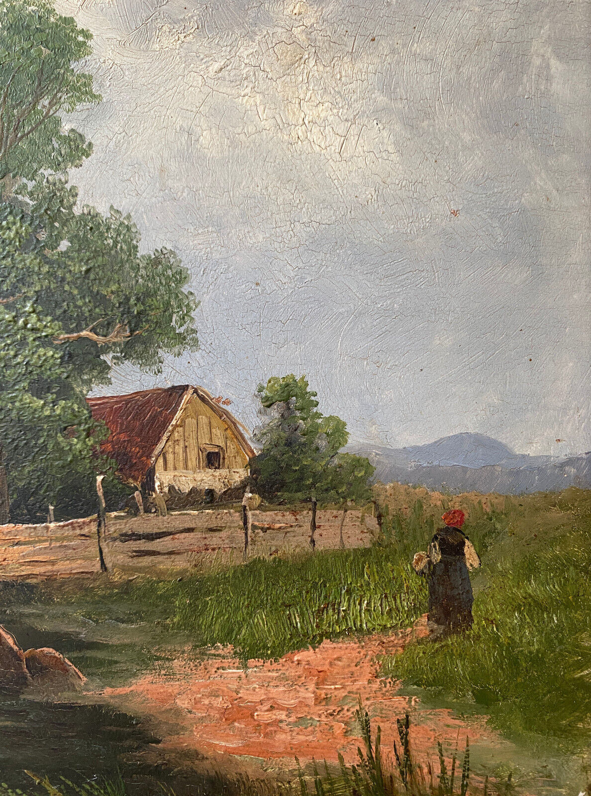 Tableau j. sander alias johann jungblut (1860-1912) paysage animé