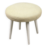 Tabouret vintage italien en tissu beige, années 80