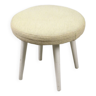 Vintage Italian Stool in Beige Fabric, 80s