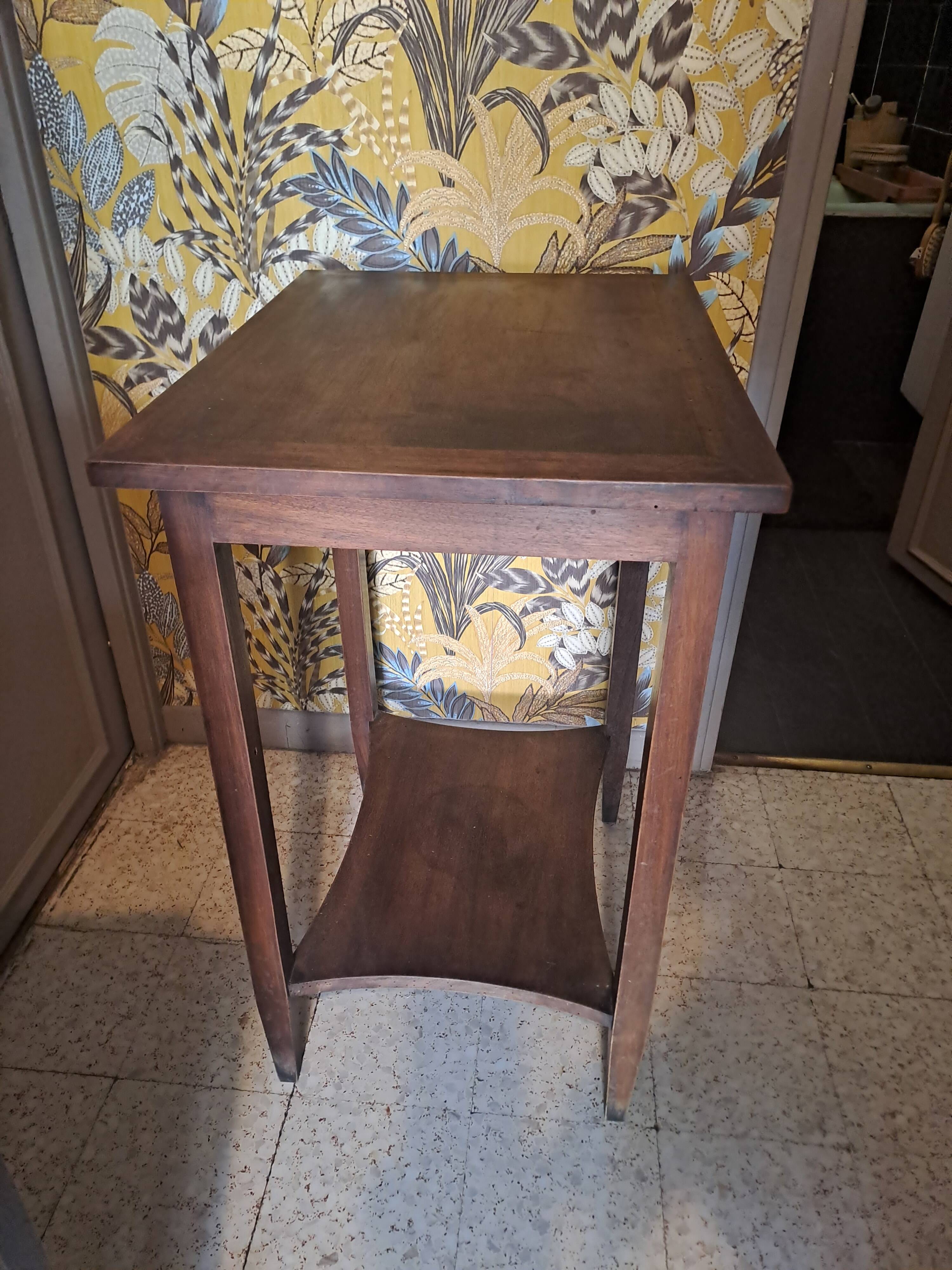 Vintage wood console side table with flap, Art Deco style