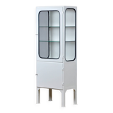 Restored vintage iron and glass medical cabinet, 1970s