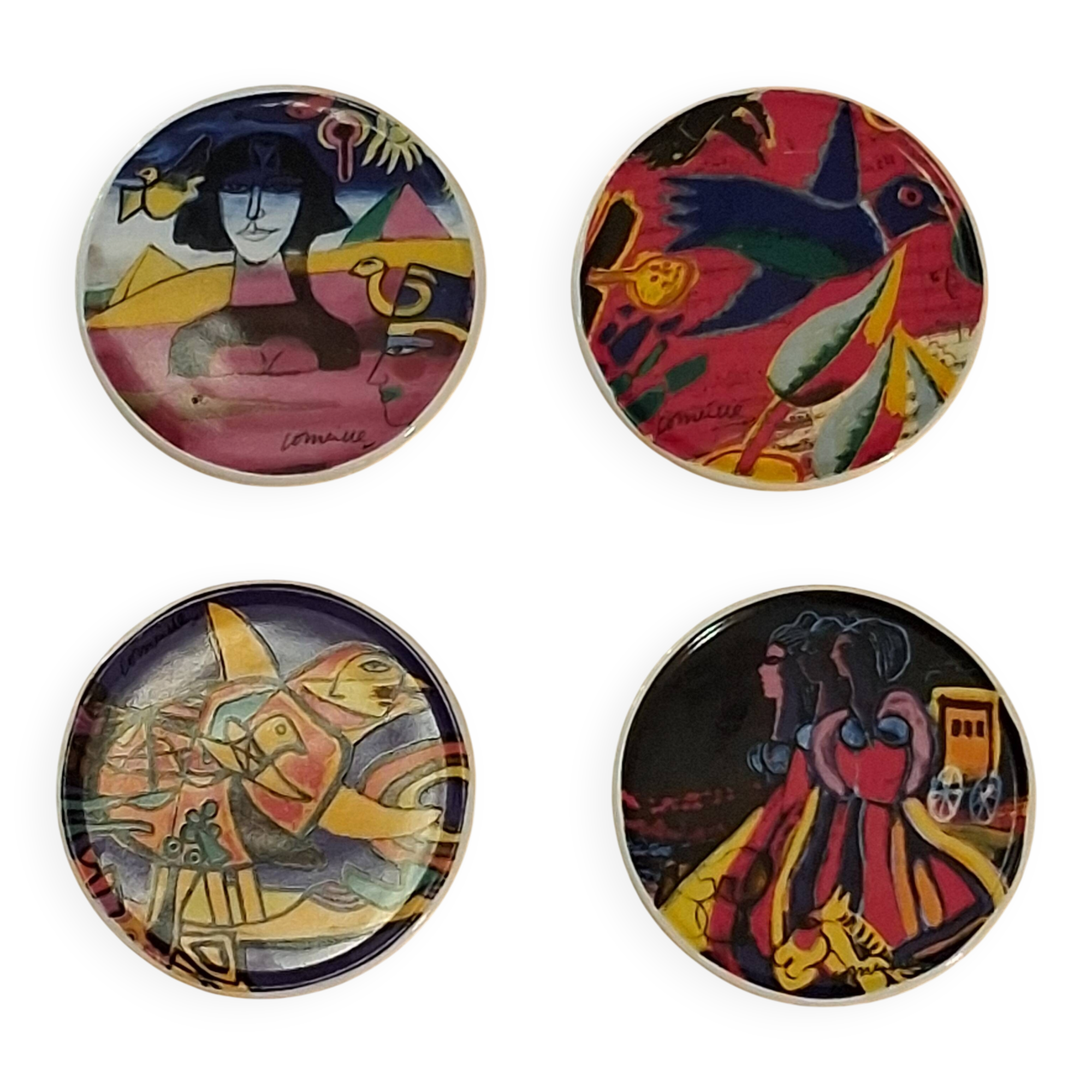 Coasters by the artist Guillaume Cornelis, known as Corneille, from 2001.