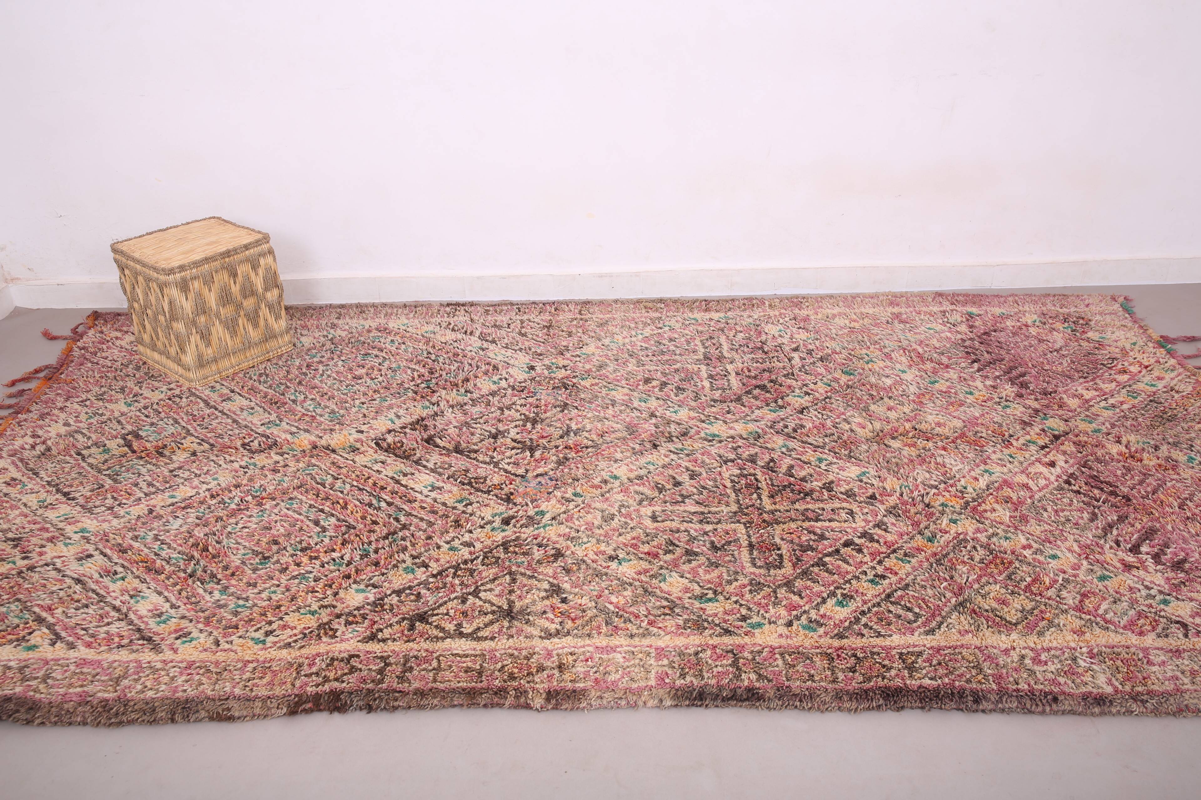 Tapis en laine marocain vintage 200 x 358 cm - Tapis berbère fait main rare - Antique