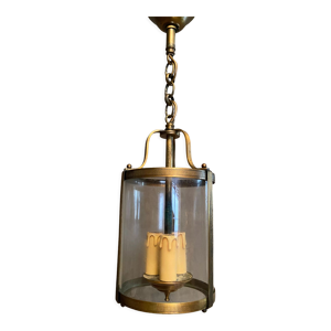 Lustre lanterne de vestibule - verre laiton