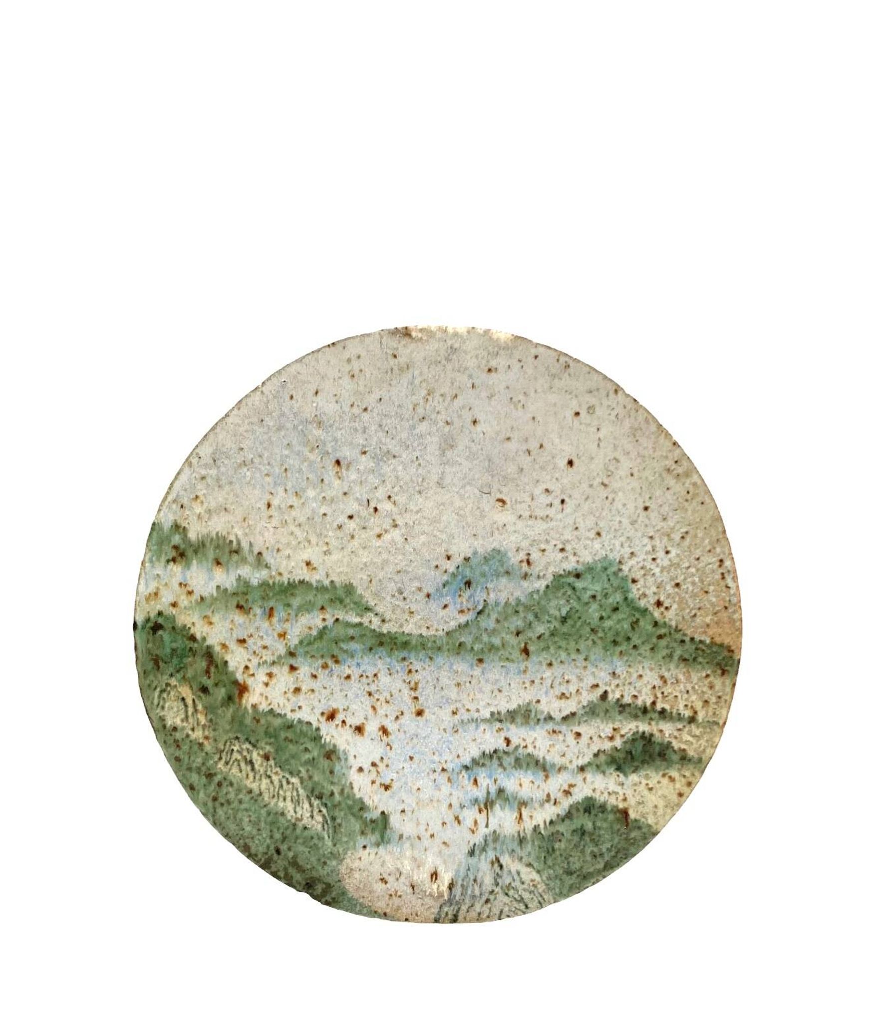 Pierre Devie, Mid-century modern green ceramic solifleur vase, France 1980