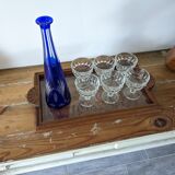 Vintage wooden serving tray signed Souron