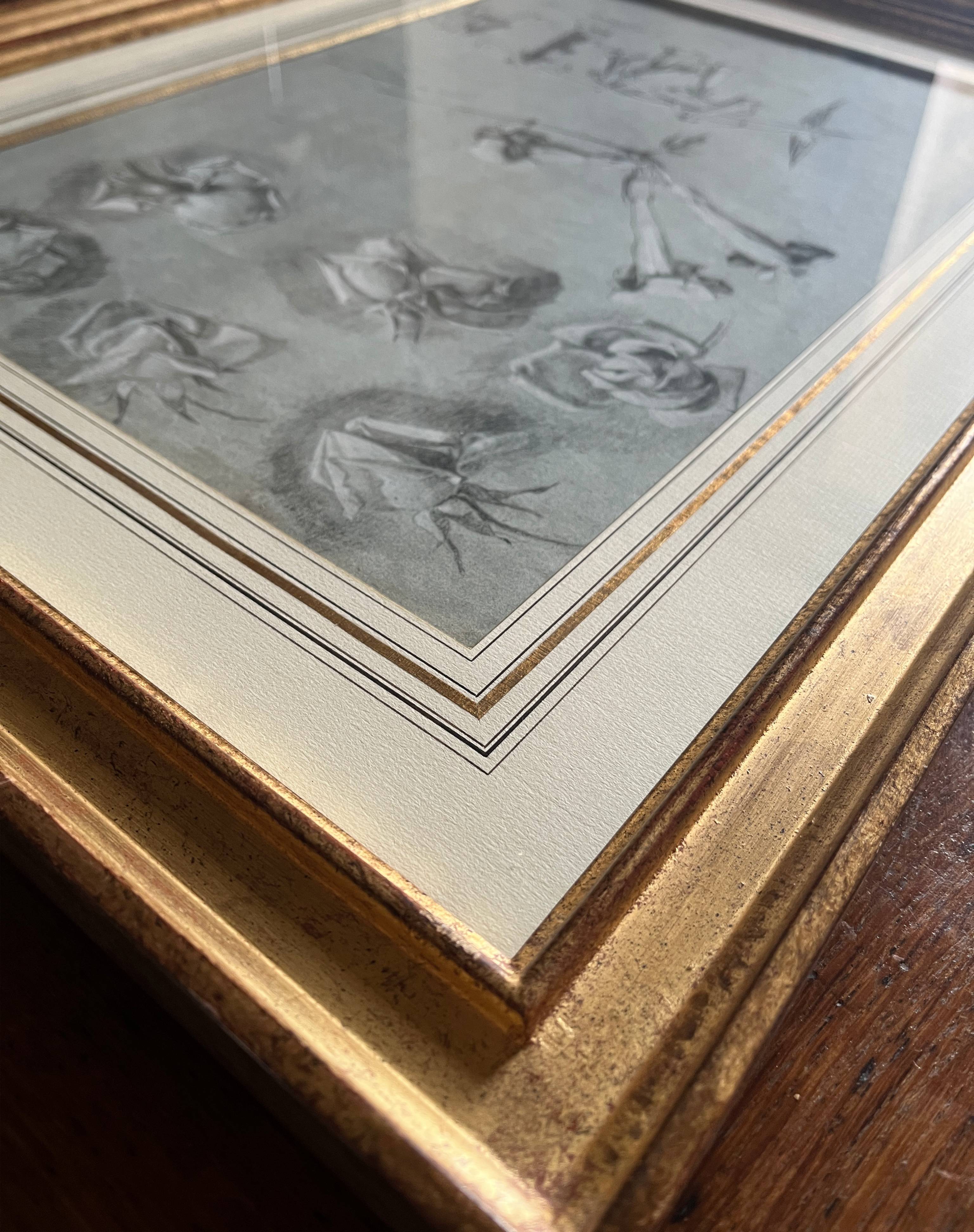 Painting Botanical flower studies Roses Jasmine 19th century + frame