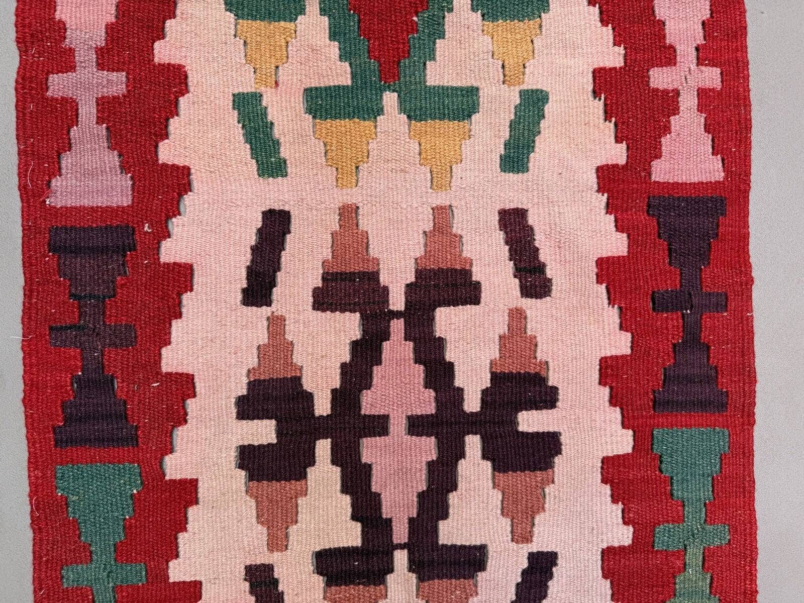 Vintage Turkish mini kilim 57x94 cm wool small kelim runner, shabby chic 2564