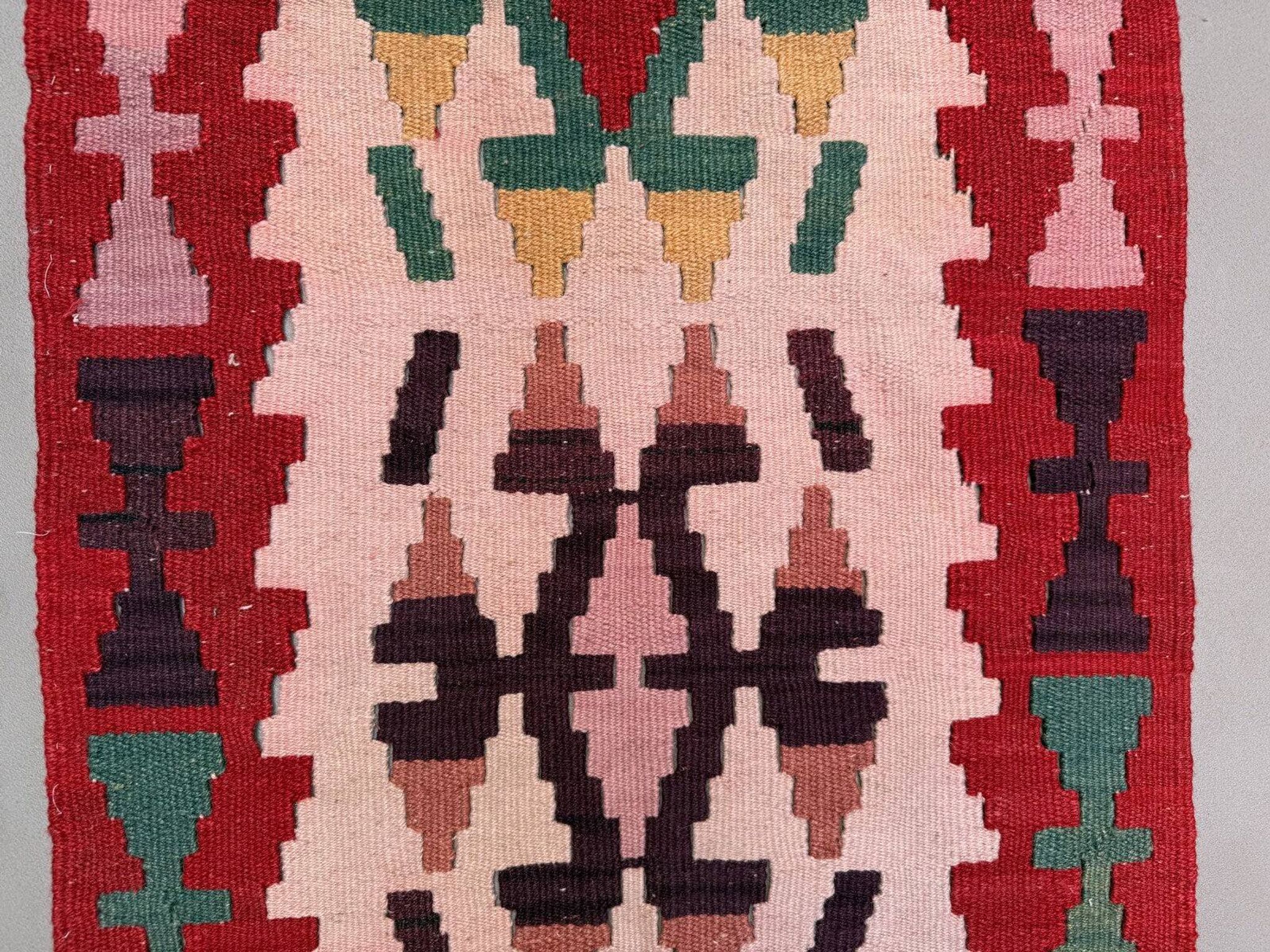 Vintage Turkish mini kilim 57x94 cm wool small kelim runner, shabby chic 2564