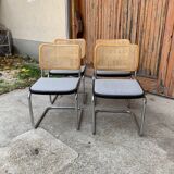 Mid-Century Modern Italian Marcel Breuer B32 Cesca Chair, 70s set of 4