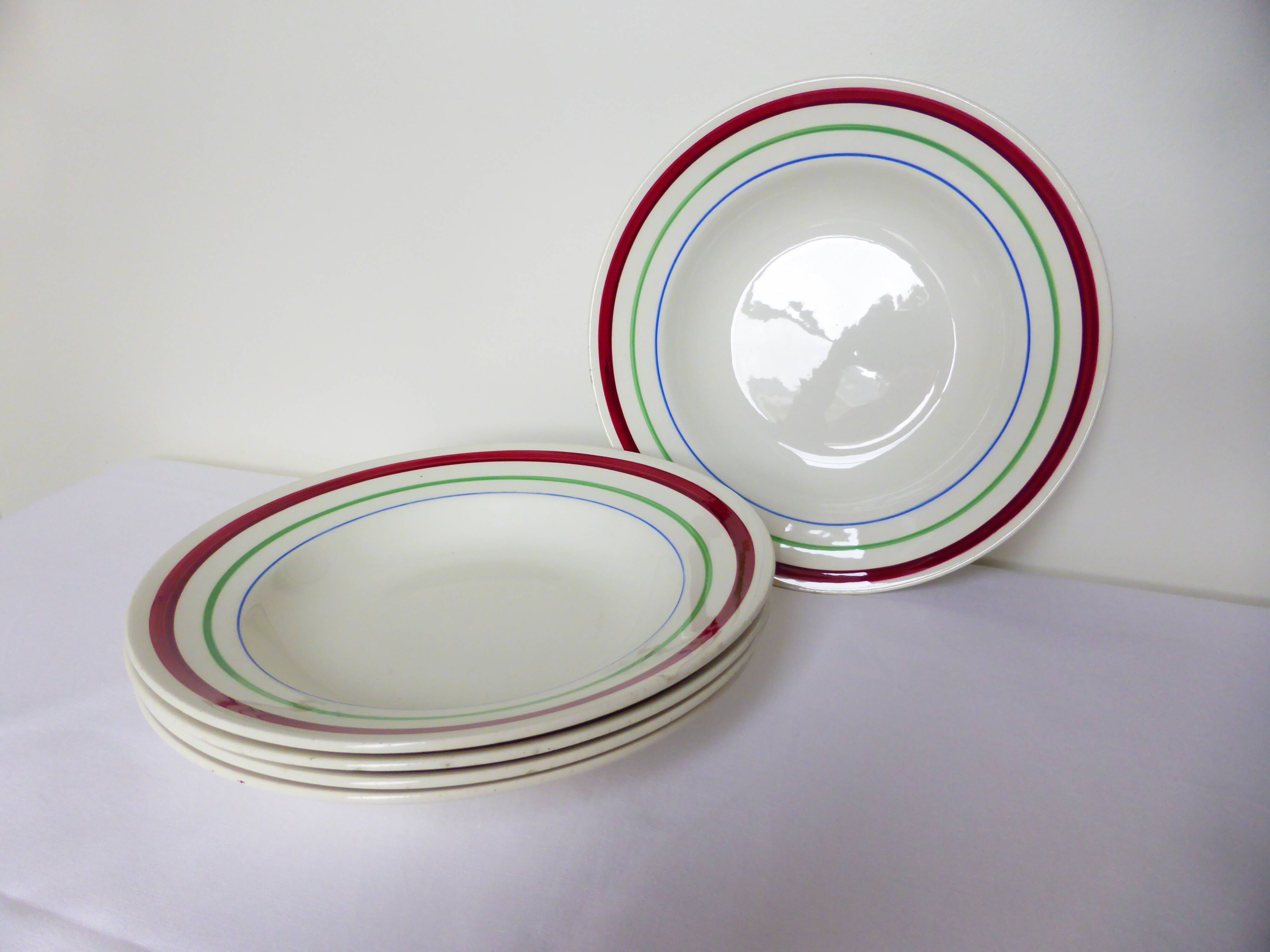 5 vintage porcelain soup plates