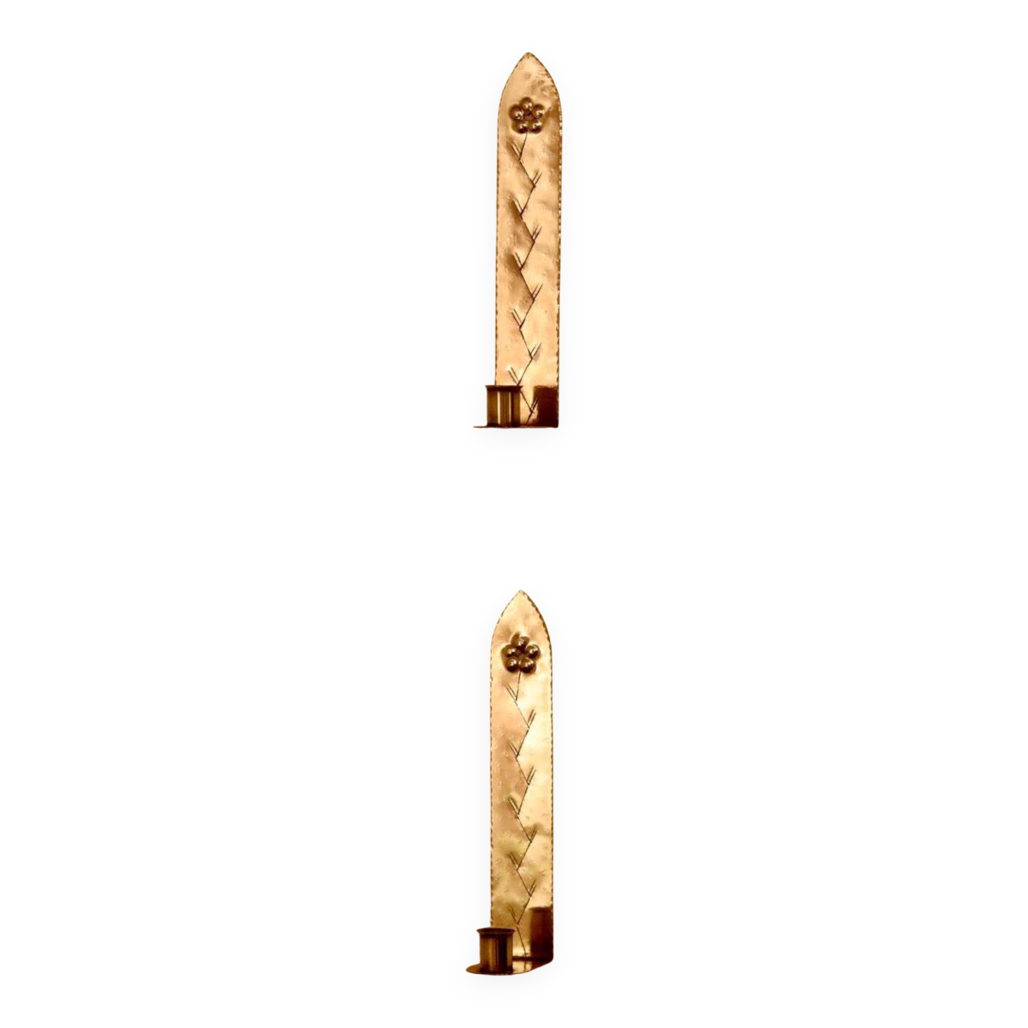 A pair of Swedish brass wall sconces from the mid-century.