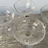 4 champagne coupes in bubbled blown glass, circa 1900
