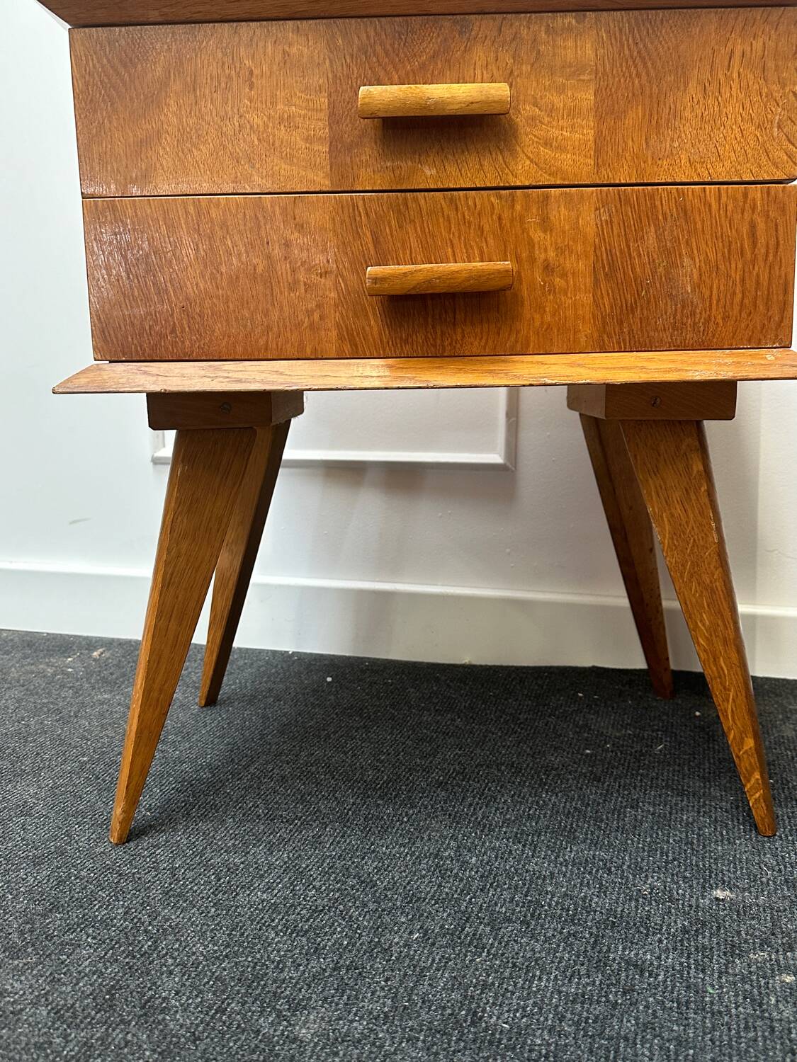 Pair of bedside tables with compass legs