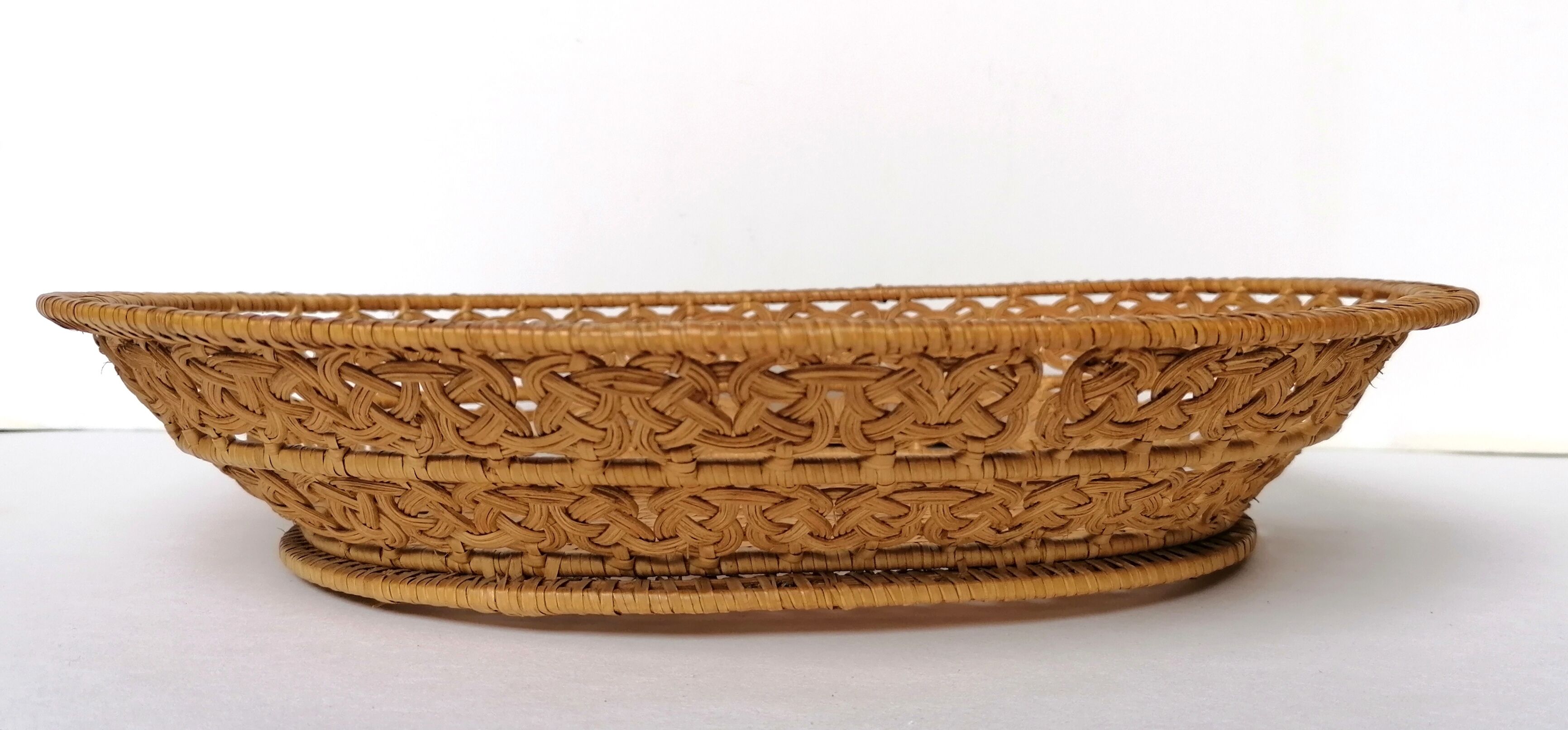 Old basket braided in rattan