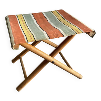 Tabouret pliant bois et tissu