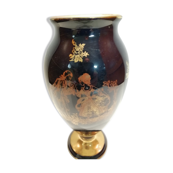 Vase bleu de four porcelaine de Limoges