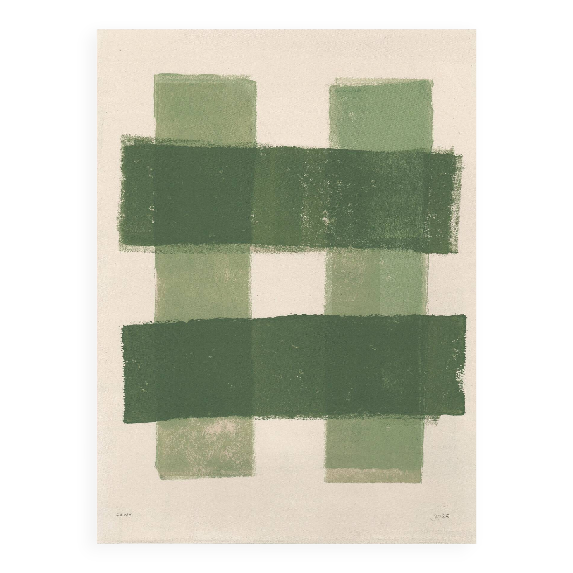 Abstract painting - green stripes painting b198 signed eawy