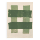 Abstract painting - green stripes painting b198 signed eawy