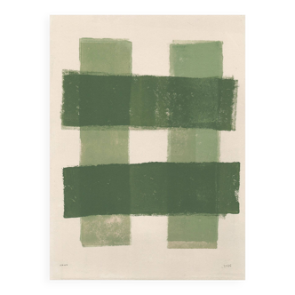 Abstract painting - green stripes painting b198 signed eawy