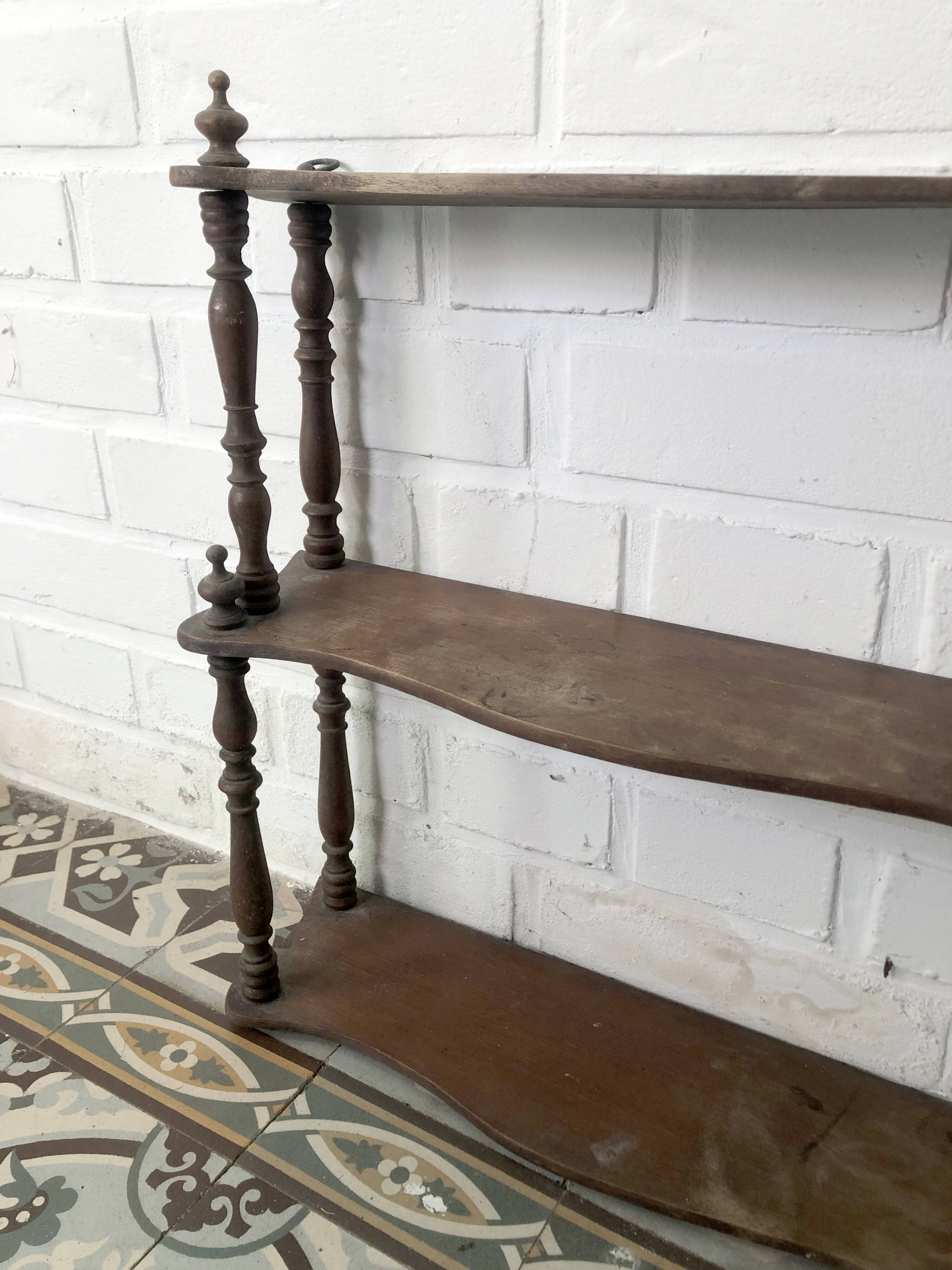 19th-century turned wooden wall shelf in Napoleon III style.