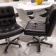 Pair of vintage Italian design leather office armchairs 1980