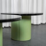 Matcha table, set of 2 leather and plexiglass coffee tables