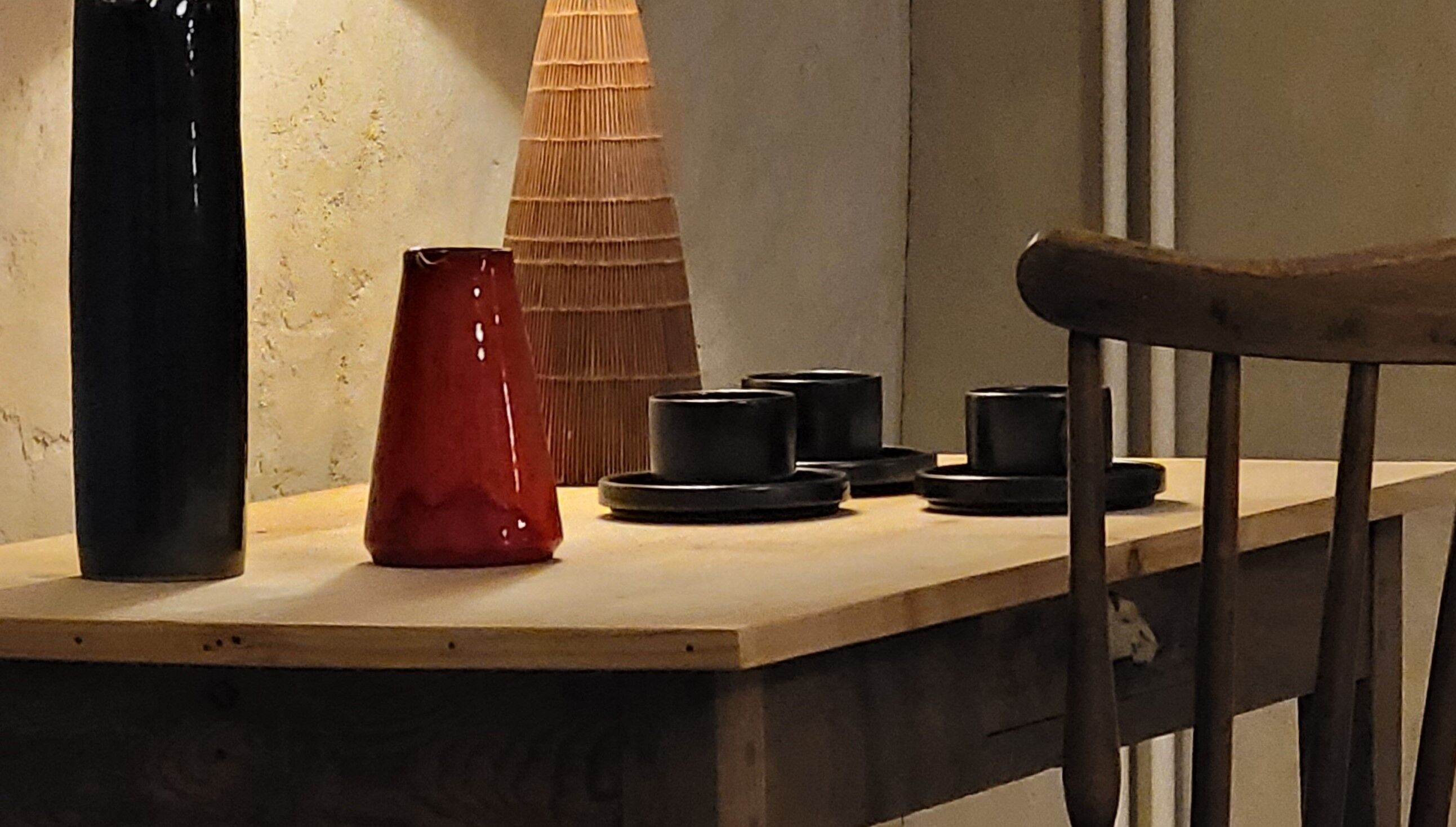 Lot de 3 tasses et sous-tasses en grès de Brenne