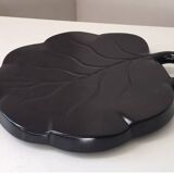 Plateau fromage en céramique feuille noire Vintage 1950