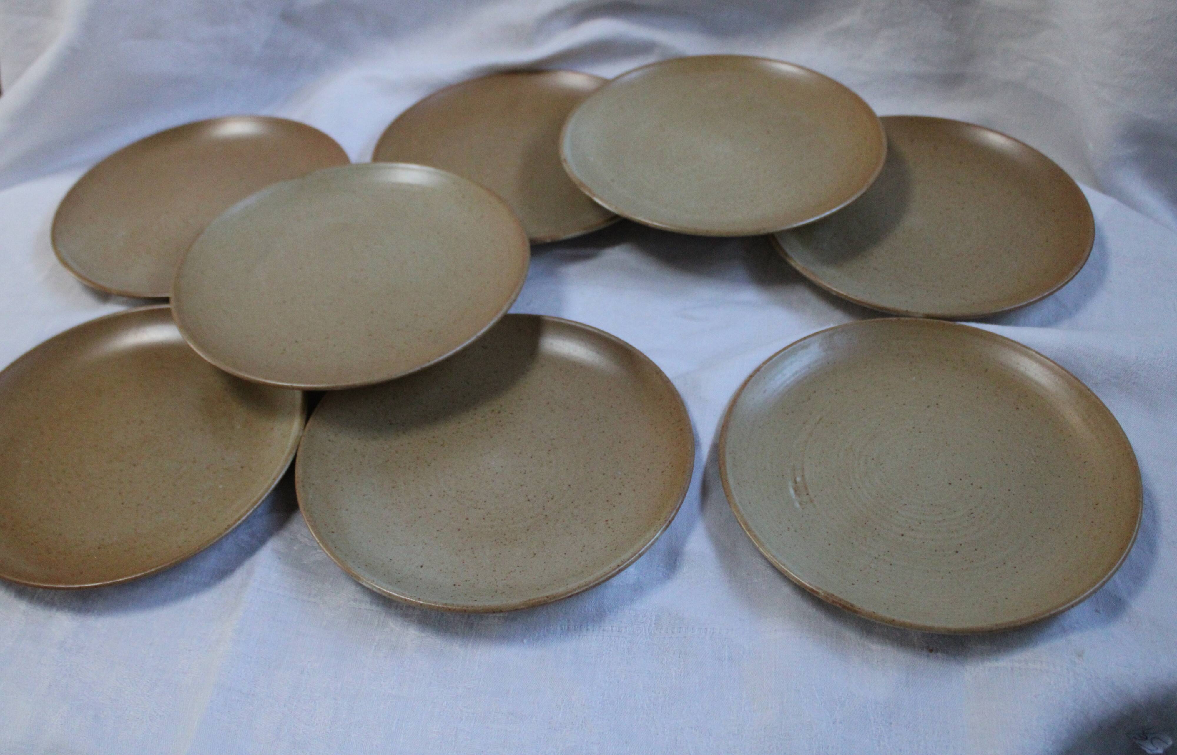 Set of 8 dessert plates Grès CNP Village France