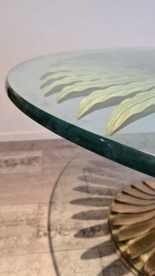 Round carved wooden dining table, Italy