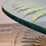 Round carved wooden dining table, Italy