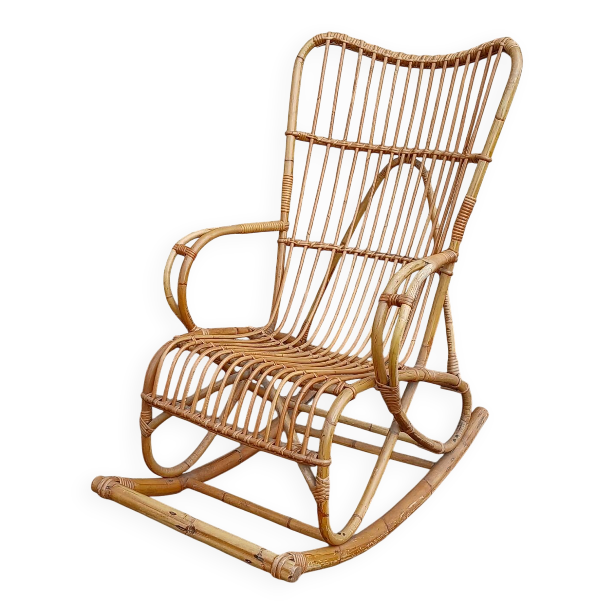 Rocking-chair en rotin , années 50/60