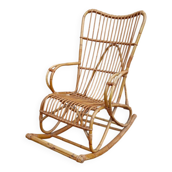 Rocking-chair en rotin , années 50/60