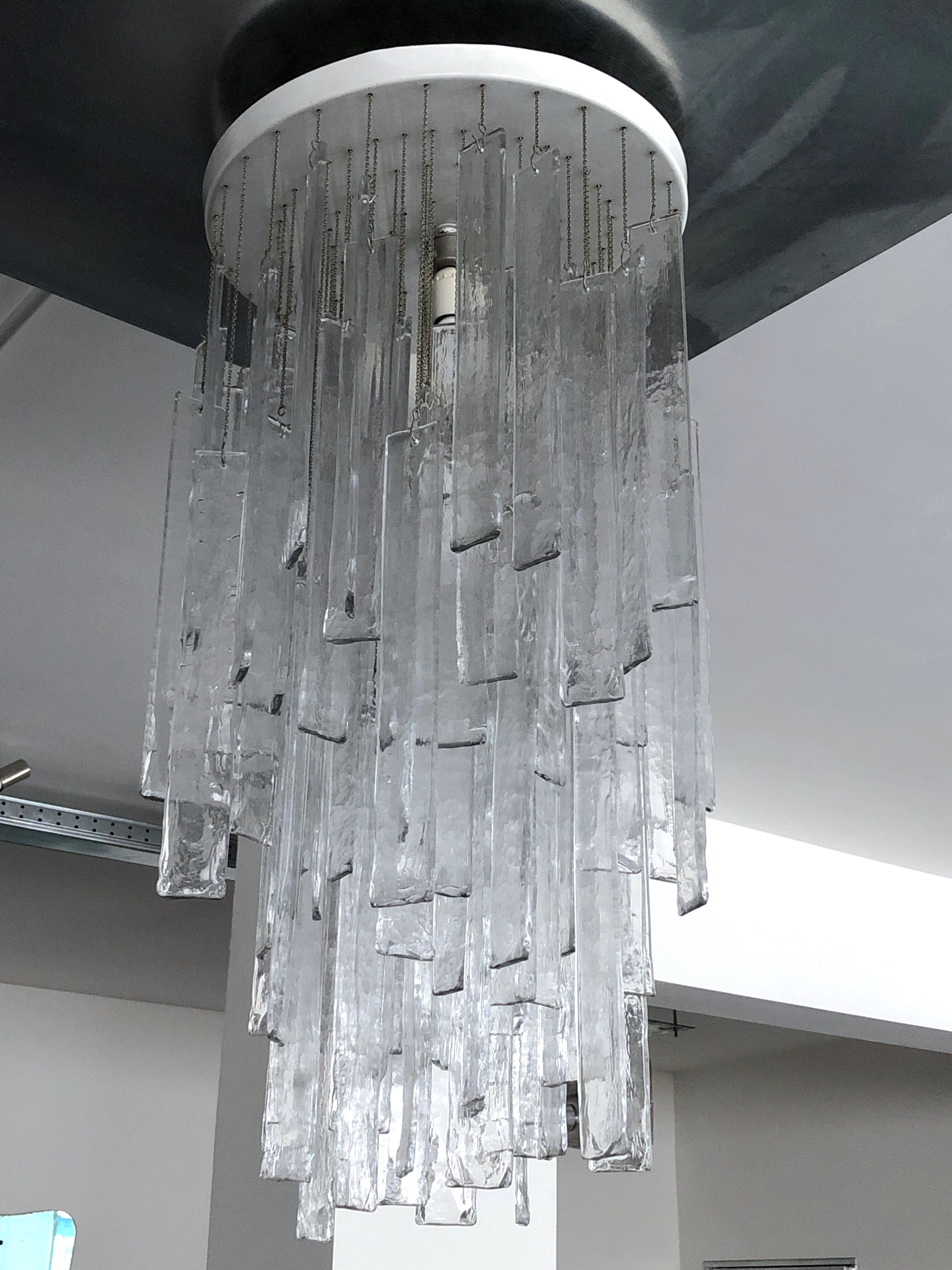 Mazzega, xl vintage clear murano glass elements chandelier from 70s