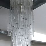 Mazzega, xl vintage clear murano glass elements chandelier from 70s
