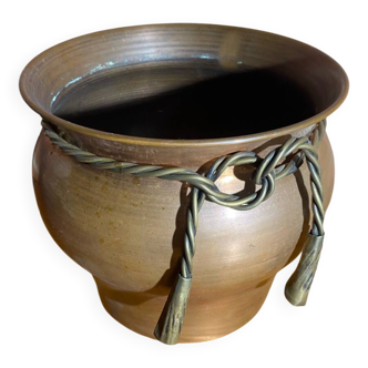 Cache pot ancien Jean Paul Thevenot cuivre & laiton made in France vintage