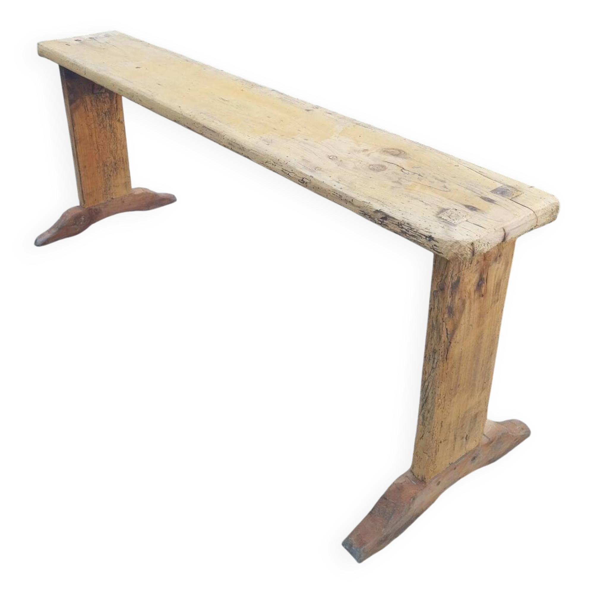 Brutalist wooden bench
