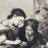 Gravure par albert artigue, xixe B.esteban murillo, "les marchands de fruits"
