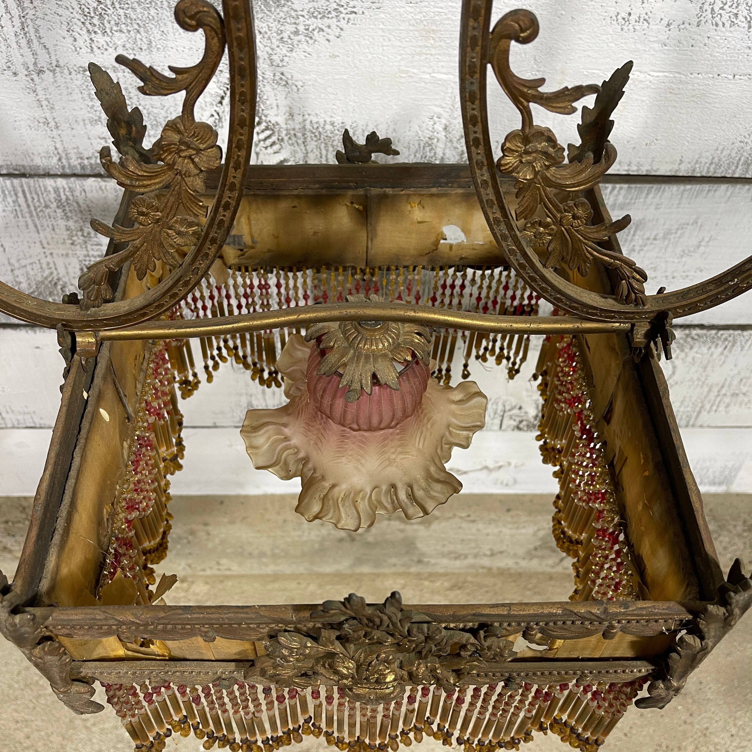 Antique brass chandelier