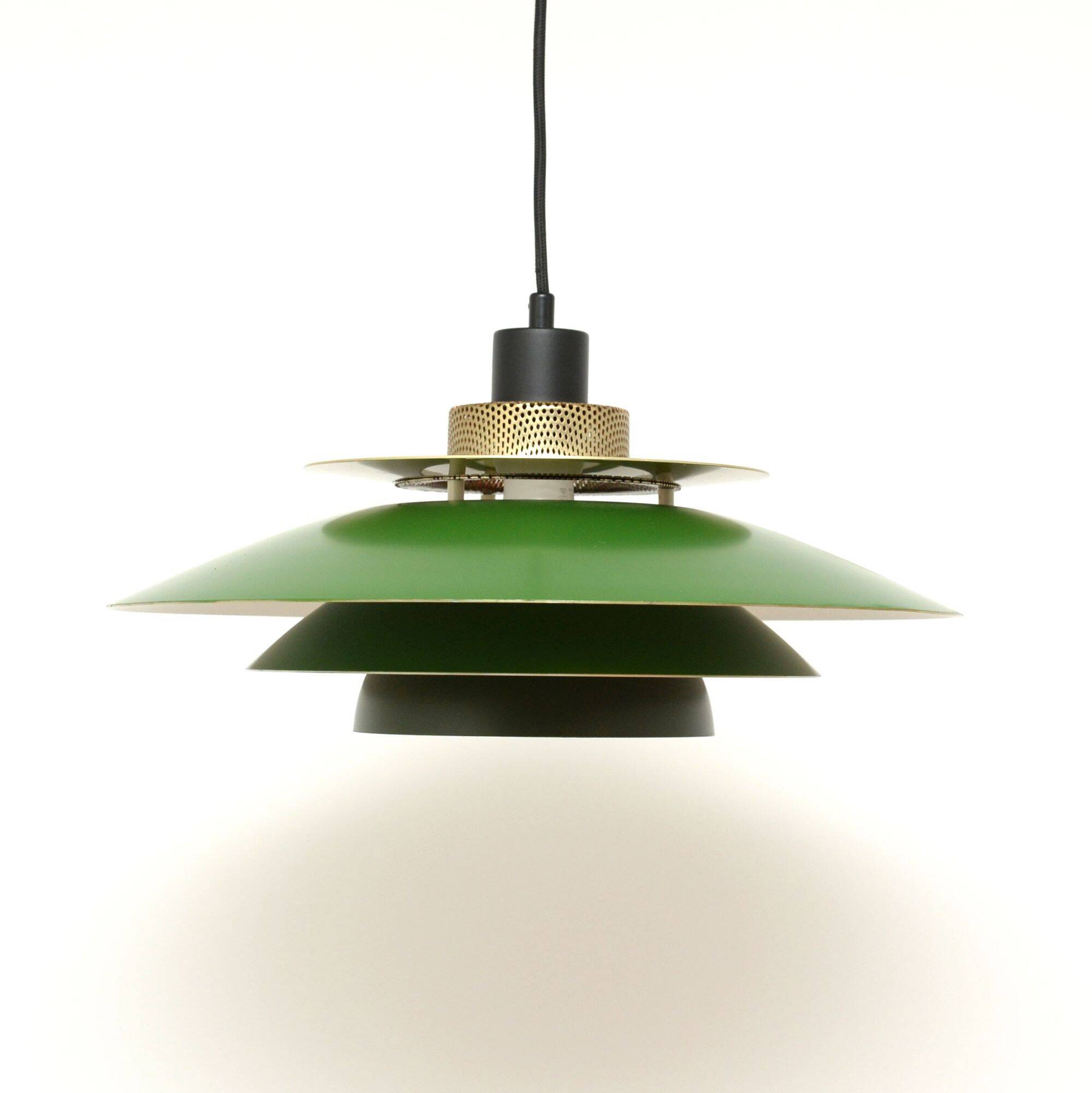 Suspension verte lampe Jeka, années 1970