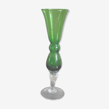 Green soliflore vase in vintage glass