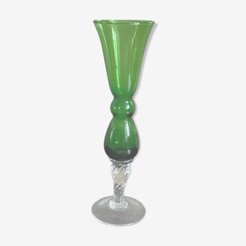 Vase soliflore vert en verre vintage