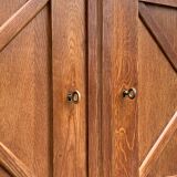 Vintage solid oak cross-braced wardrobe 1940